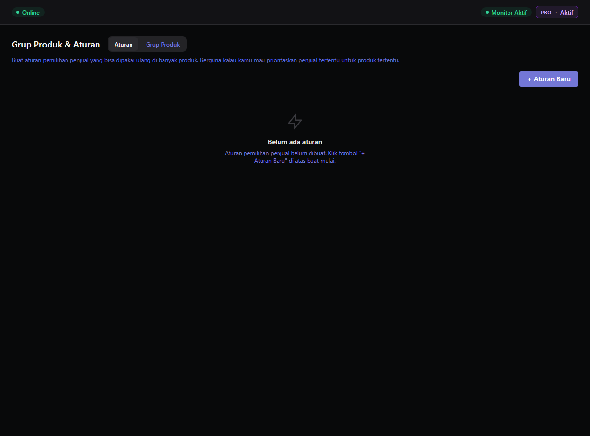 Tab Grup Produk dengan rules dan groups